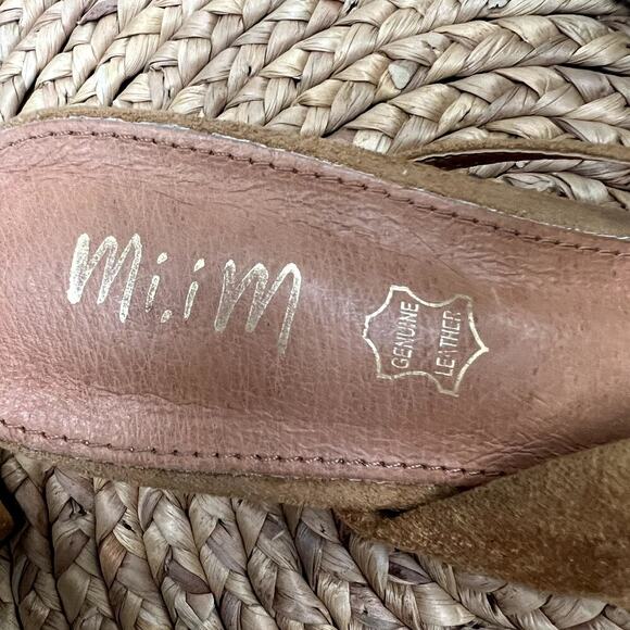 Miim Brown Genuine Leather Suede Square Toe Sandal Size 10 - Picture 4 of 10